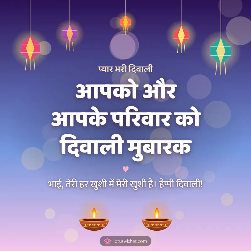 आपको और आपके परिवार को दिवाली मुबारक – Family & Friends Diwali wishes image in Hindi (square)