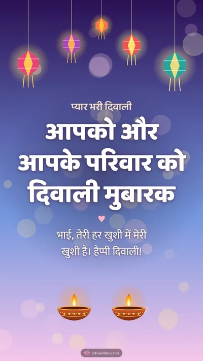 आपको और आपके परिवार को दिवाली मुबारक – Family & Friends Diwali wishes image in Hindi (story)