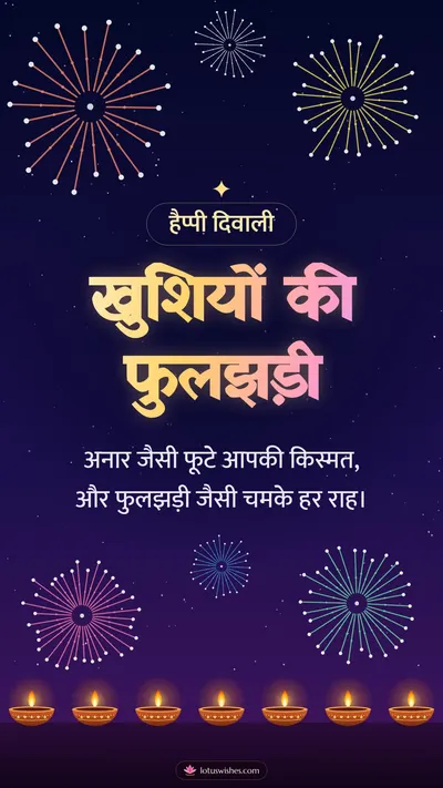 खुशियों की फुलझड़ी – Fireworks Diwali wishes image in Hindi (story)