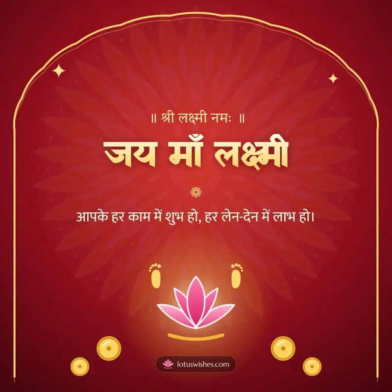 जय माँ लक्ष्मी – Lakshmi Puja Diwali wishes image in Hindi (square)