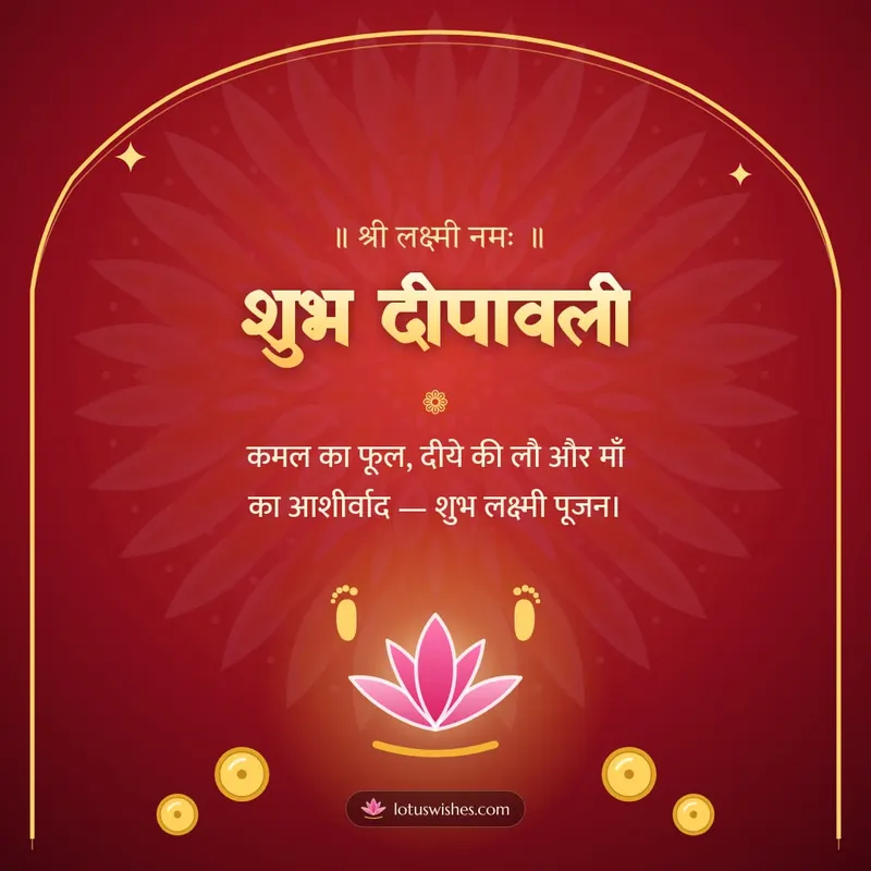 शुभ दीपावली – Lakshmi Puja Diwali wishes image in Hindi (square)