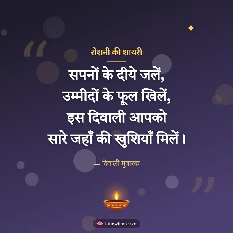 रोशनी की शायरी – Shayari & Status Diwali wishes image in Hindi (square)