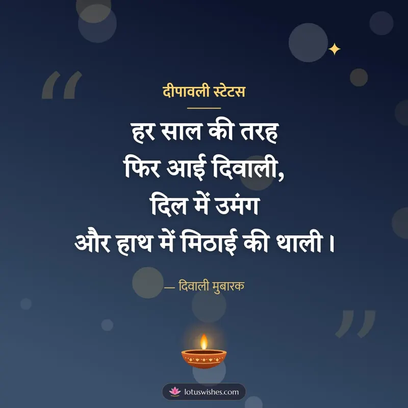 दीपावली स्टेटस – Shayari & Status Diwali wishes image in Hindi (square)