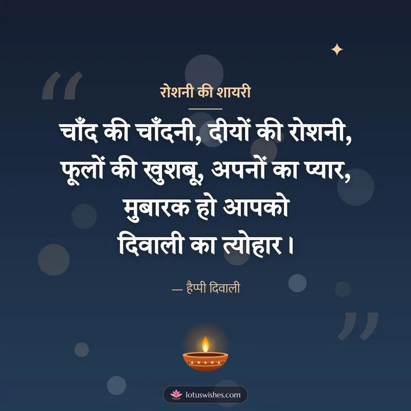 रोशनी की शायरी – Shayari & Status Diwali wishes image in Hindi (square)