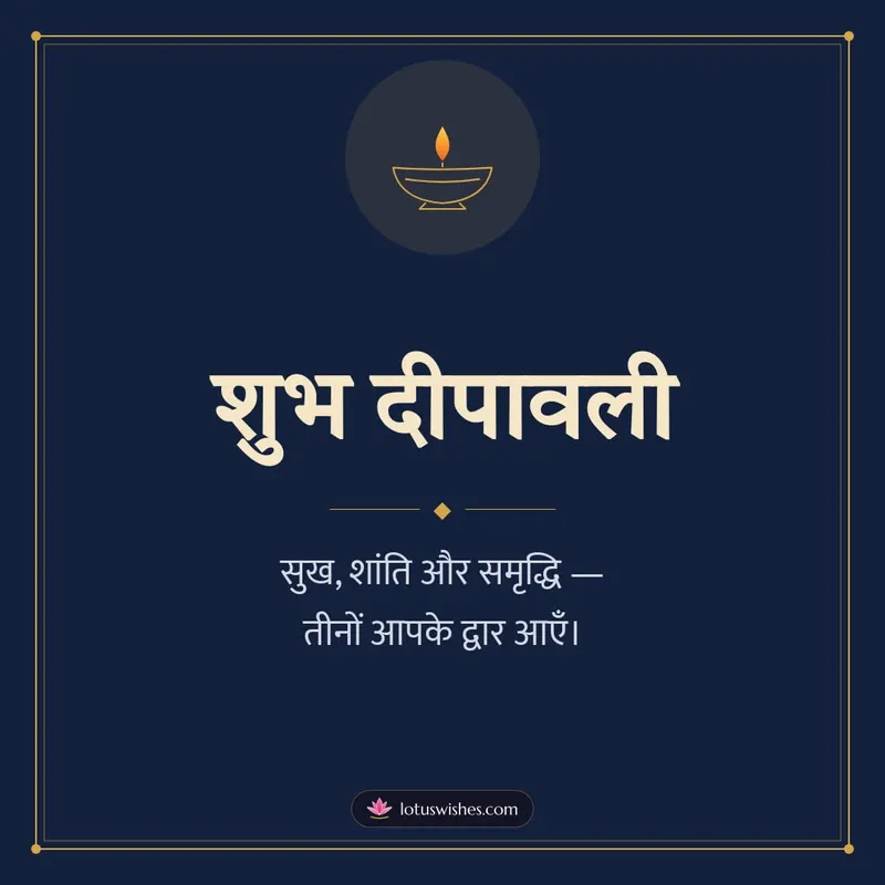 शुभ दीपावली – Simple & Elegant Diwali wishes image in Hindi (square)