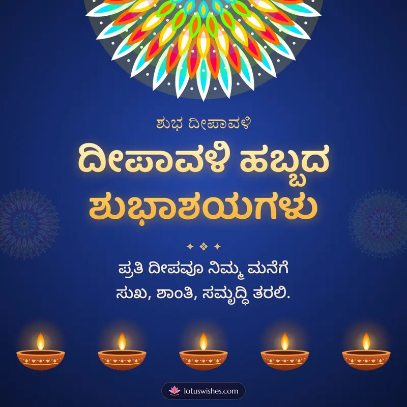 ದೀಪಾವಳಿ ಹಬ್ಬದ ಶುಭಾಶಯಗಳು – Deepa & Rangoli Diwali wishes image in Kannada (square)