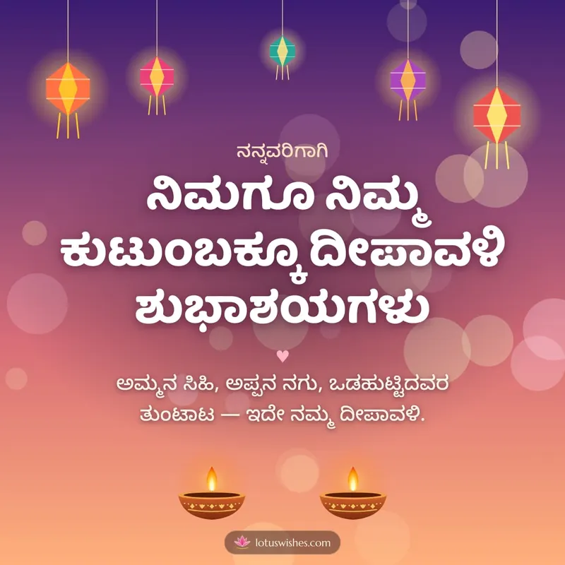 ನಿಮಗೂ ನಿಮ್ಮ ಕುಟುಂಬಕ್ಕೂ ದೀಪಾವಳಿ ಶುಭಾಶಯಗಳು – Family & Friends Diwali wishes image in Kannada (square)