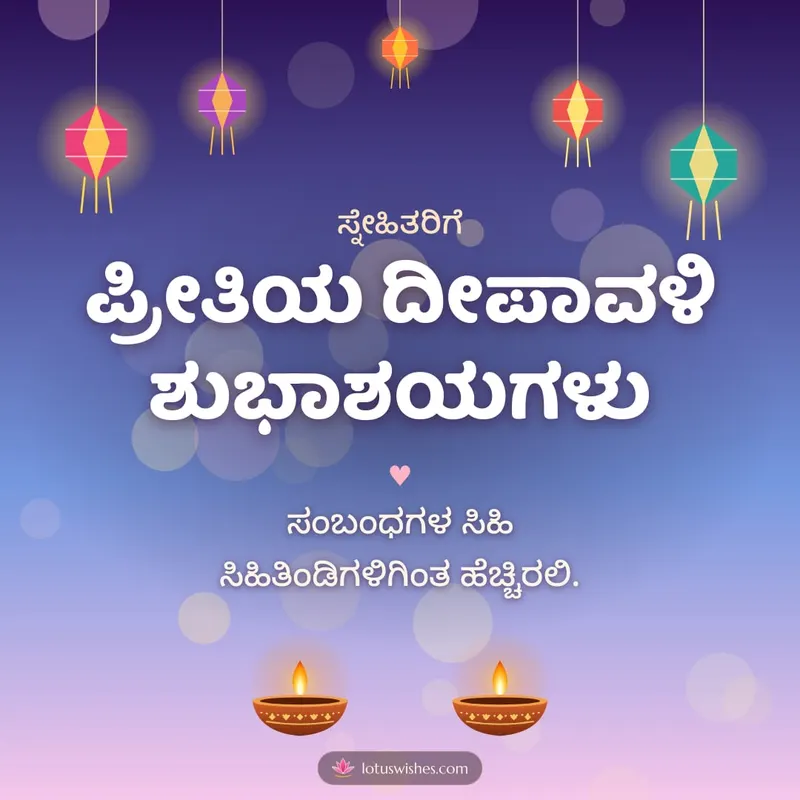 ಪ್ರೀತಿಯ ದೀಪಾವಳಿ ಶುಭಾಶಯಗಳು – Family & Friends Diwali wishes image in Kannada (square)