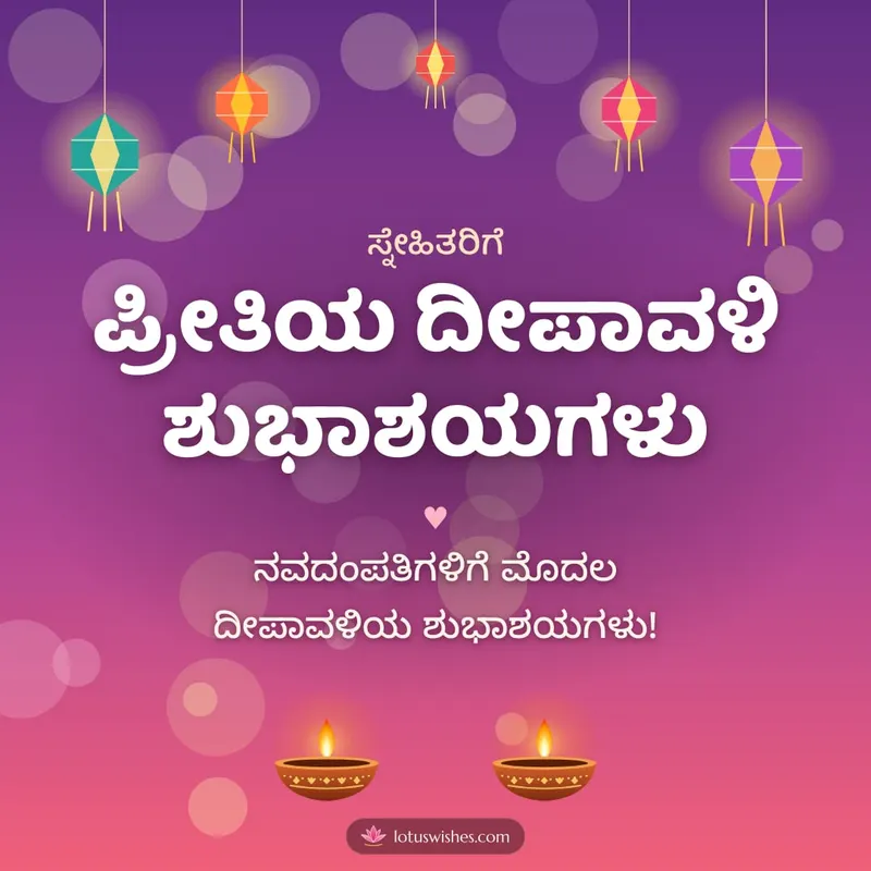 ಪ್ರೀತಿಯ ದೀಪಾವಳಿ ಶುಭಾಶಯಗಳು – Family & Friends Diwali wishes image in Kannada (square)