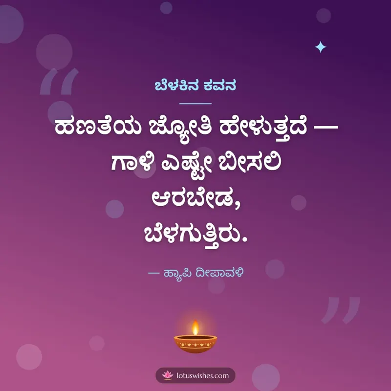 ಬೆಳಕಿನ ಕವನ – Kavana & Status Diwali wishes image in Kannada (square)