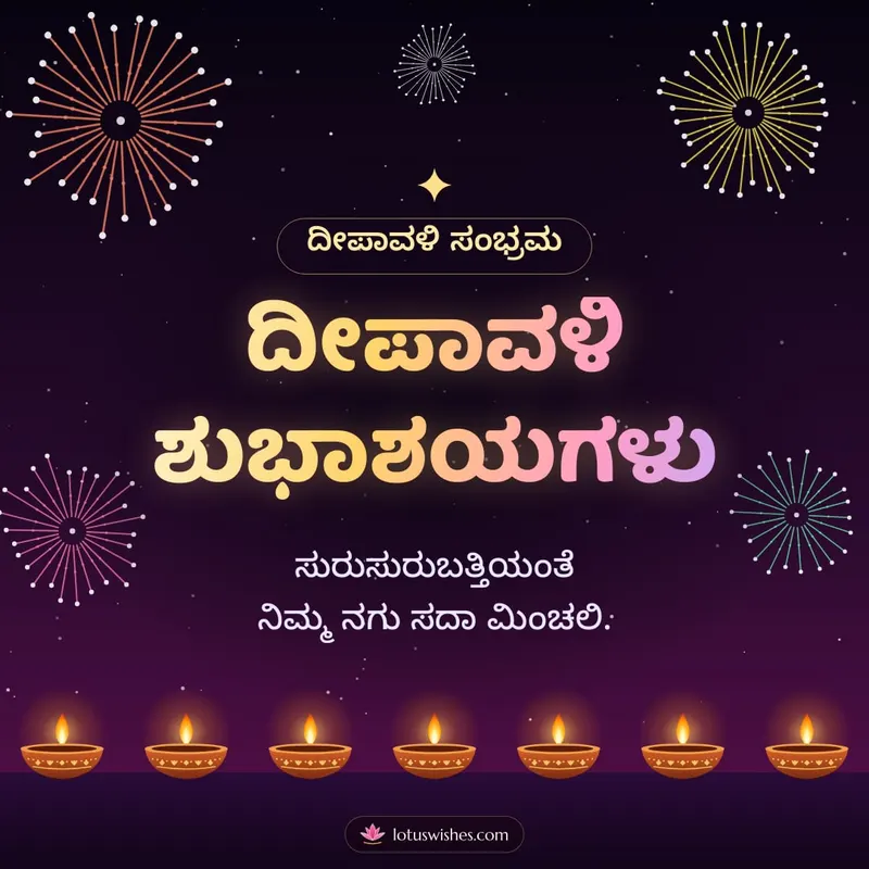 ದೀಪಾವಳಿ ಶುಭಾಶಯಗಳು – Pataki & Fireworks Diwali wishes image in Kannada (square)