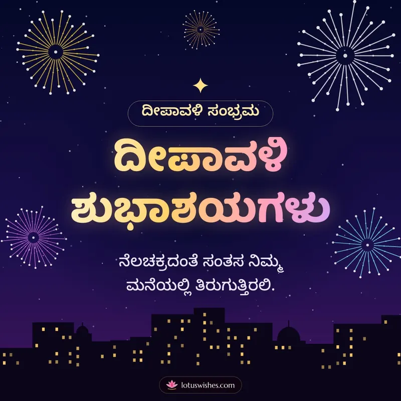 ದೀಪಾವಳಿ ಶುಭಾಶಯಗಳು – Pataki & Fireworks Diwali wishes image in Kannada (square)