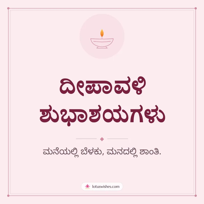 ದೀಪಾವಳಿ ಶುಭಾಶಯಗಳು – Simple & Elegant Diwali wishes image in Kannada (square)
