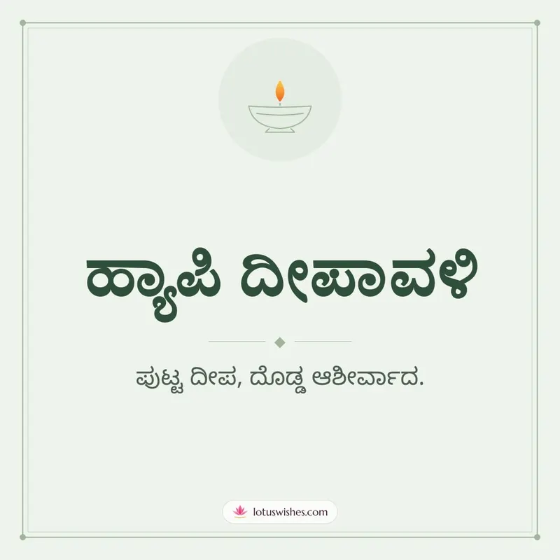 ಹ್ಯಾಪಿ ದೀಪಾವಳಿ – Simple & Elegant Diwali wishes image in Kannada (square)