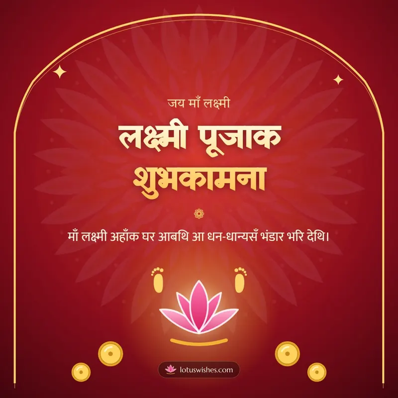 लक्ष्मी पूजाक शुभकामना – Lakshmi Puja Diwali wishes image in Maithili (square)