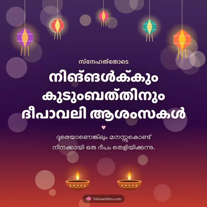 നിങ്ങൾക്കും കുടുംബത്തിനും ദീപാവലി ആശംസകൾ – Family & Friends Diwali wishes image in Malayalam (square)