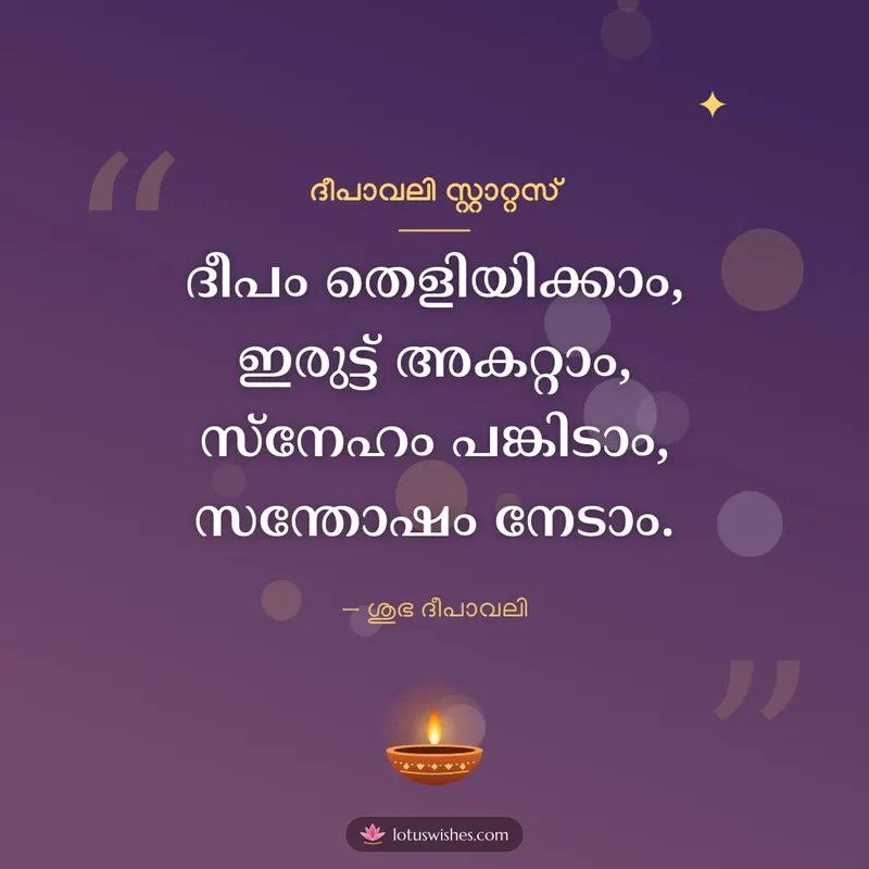 ദീപാവലി സ്റ്റാറ്റസ് – Kavitha & Status Diwali wishes image in Malayalam (square)