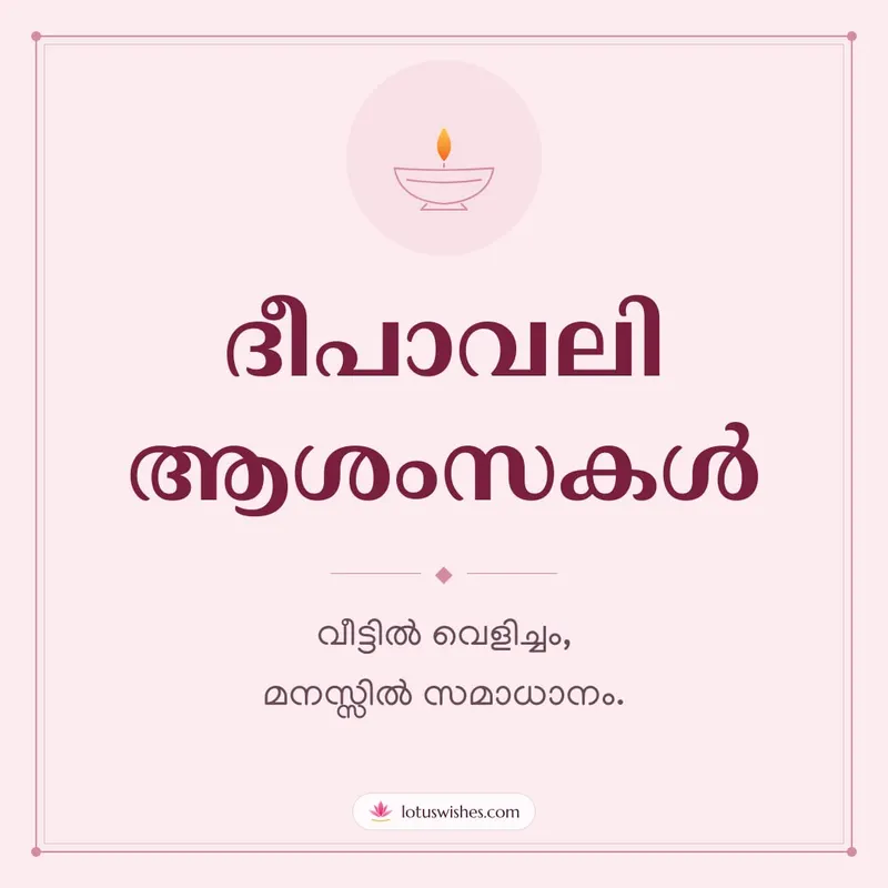 ദീപാവലി ആശംസകൾ – Simple & Elegant Diwali wishes image in Malayalam (square)