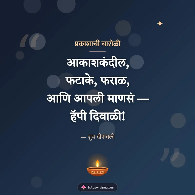 प्रकाशाची चारोळी – Charoli & Status Diwali wishes image in Marathi (square)