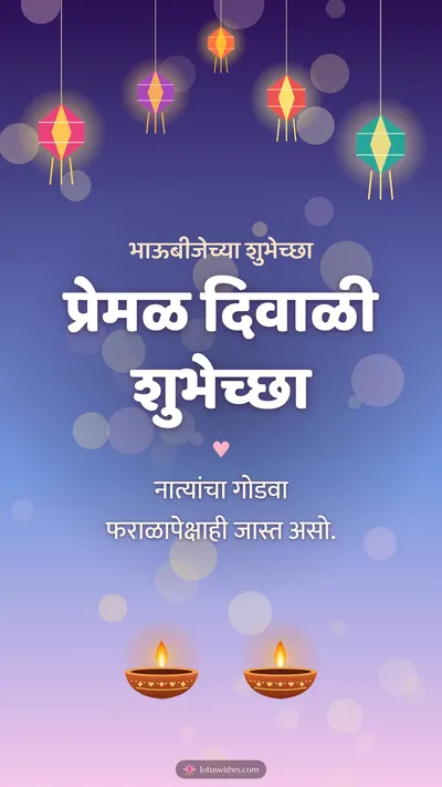 प्रेमळ दिवाळी शुभेच्छा – Family & Friends Diwali wishes image in Marathi (story)