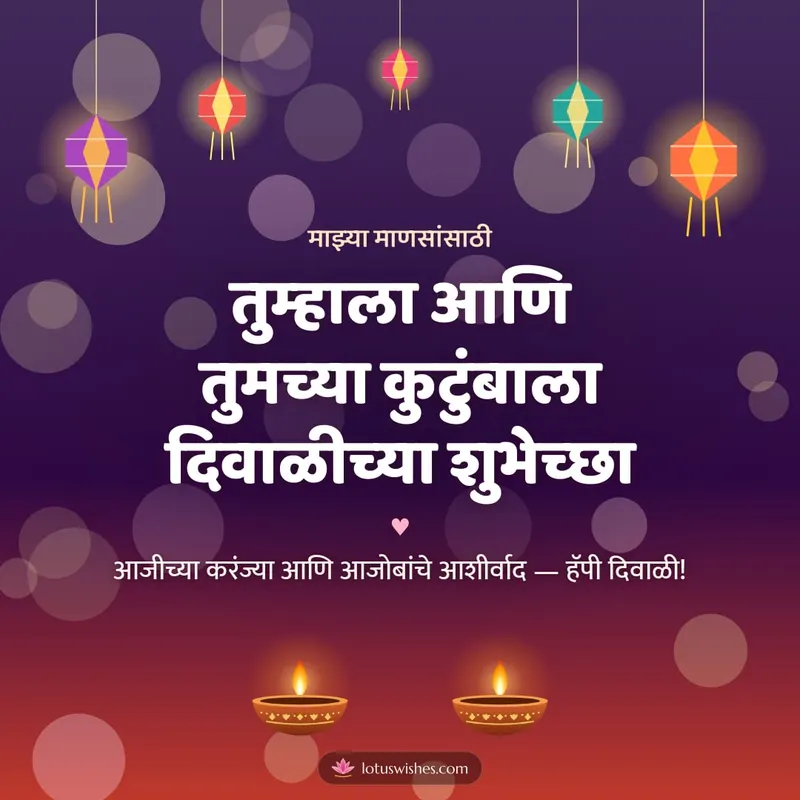 तुम्हाला आणि तुमच्या कुटुंबाला दिवाळीच्या शुभेच्छा – Family & Friends Diwali wishes image in Marathi (square)