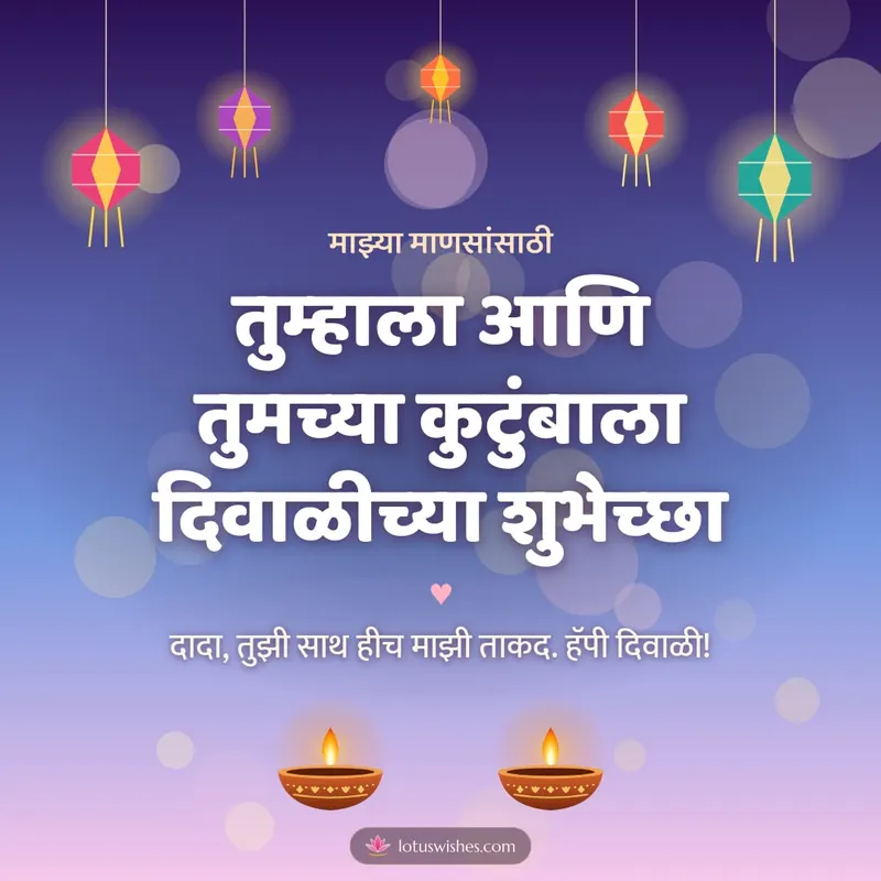 तुम्हाला आणि तुमच्या कुटुंबाला दिवाळीच्या शुभेच्छा – Family & Friends Diwali wishes image in Marathi (square)