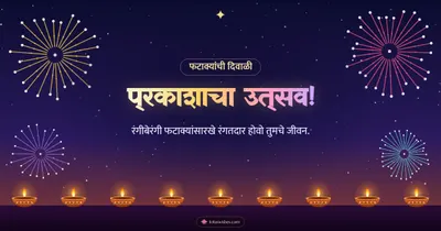 प्रकाशाचा उत्सव! – Fatake & Fireworks Diwali wishes image in Marathi (landscape)