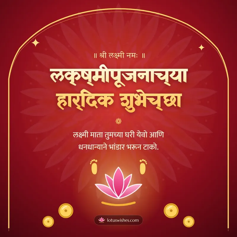लक्ष्मीपूजनाच्या हार्दिक शुभेच्छा – Laxmi Pujan Diwali wishes image in Marathi (square)