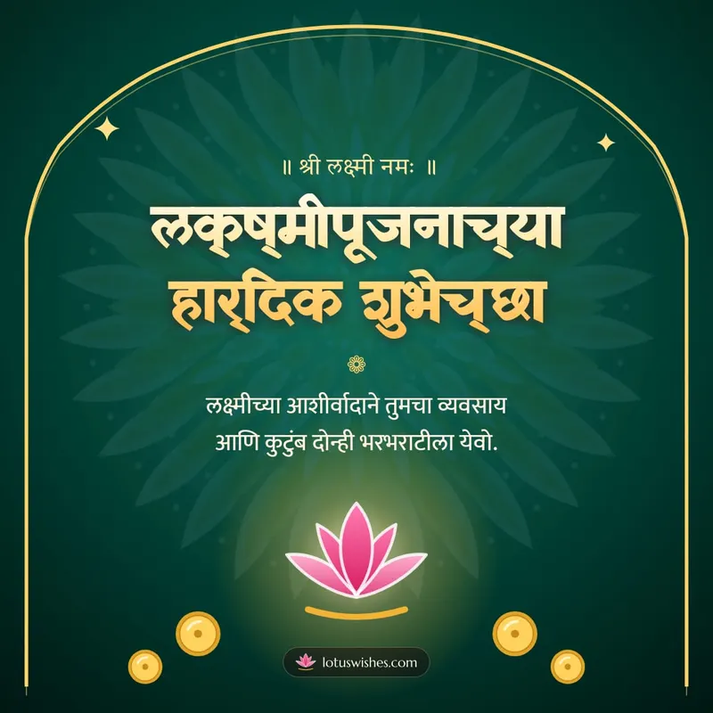 लक्ष्मीपूजनाच्या हार्दिक शुभेच्छा – Laxmi Pujan Diwali wishes image in Marathi (square)