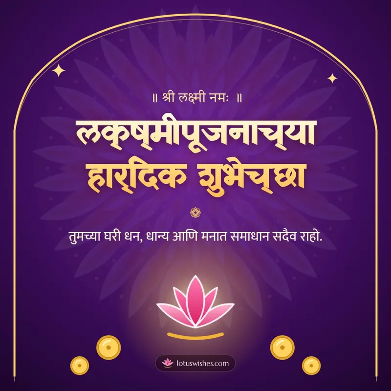 लक्ष्मीपूजनाच्या हार्दिक शुभेच्छा – Laxmi Pujan Diwali wishes image in Marathi (square)
