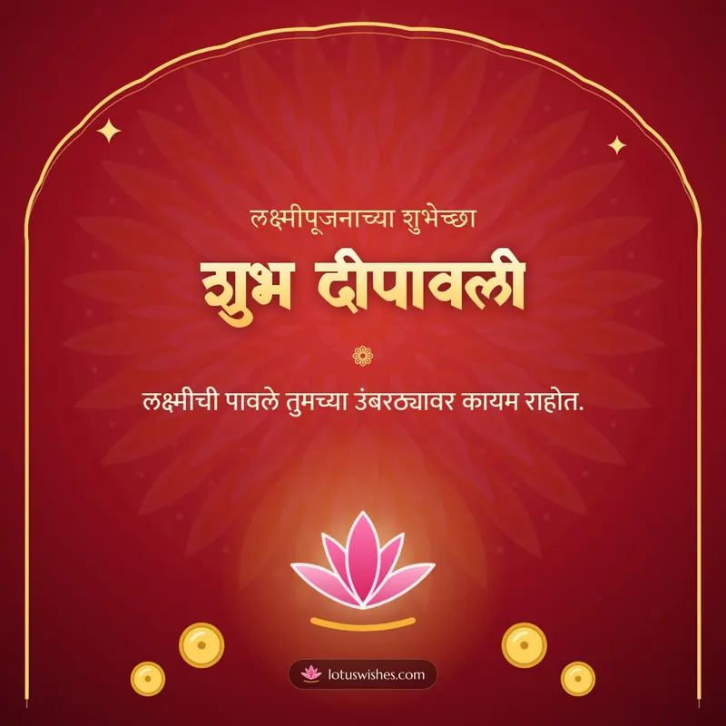 शुभ दीपावली – Laxmi Pujan Diwali wishes image in Marathi (square)