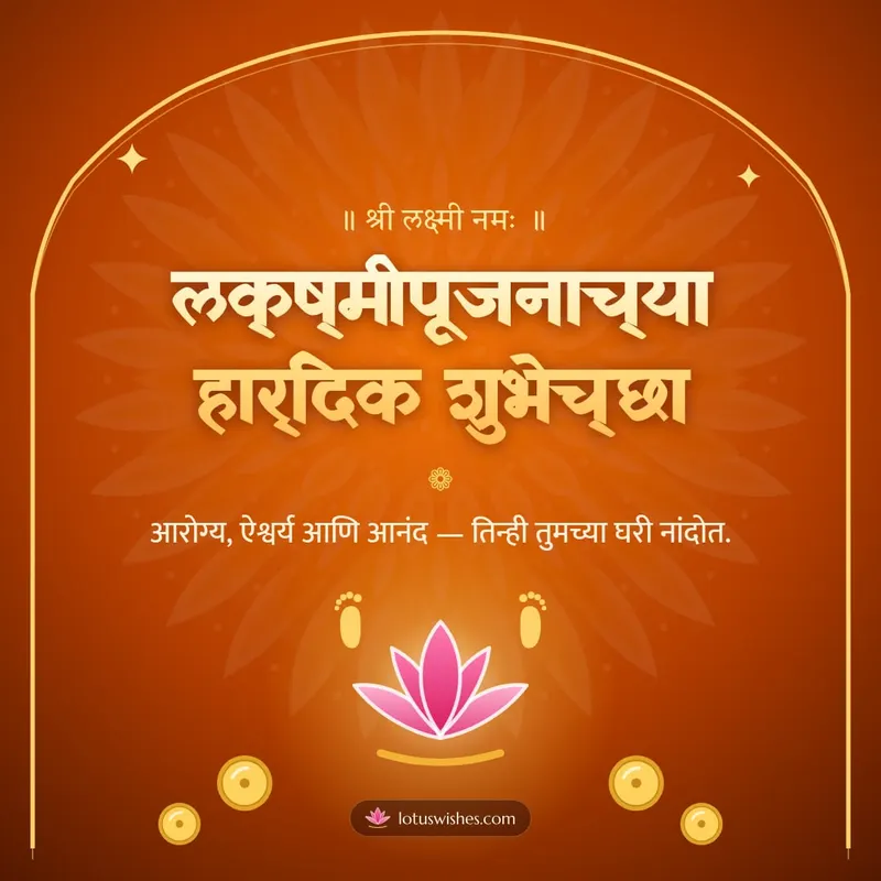 लक्ष्मीपूजनाच्या हार्दिक शुभेच्छा – Laxmi Pujan Diwali wishes image in Marathi (square)
