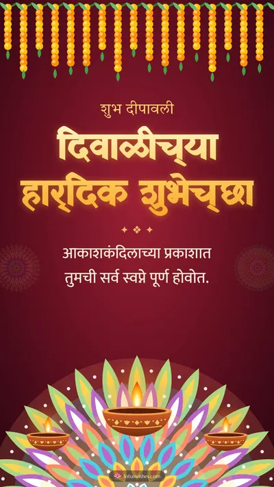 दिवाळीच्या हार्दिक शुभेच्छा – Panti & Rangoli Diwali wishes image in Marathi (story)