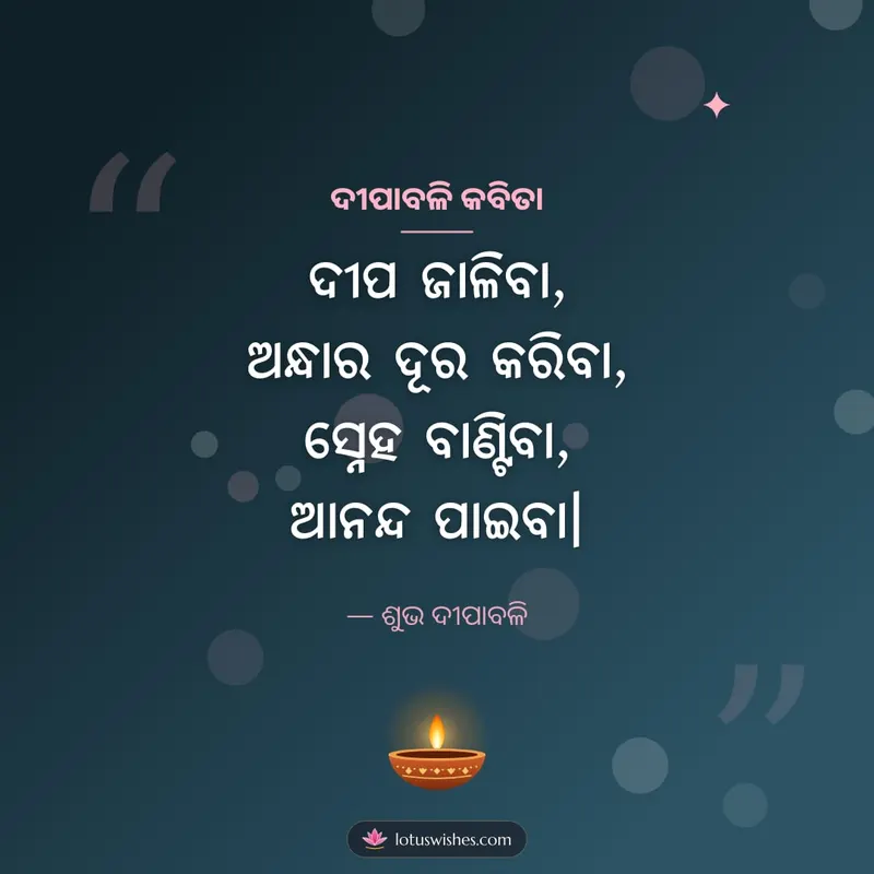 ଦୀପାବଳି କବିତା – Kabita & Status Diwali wishes image in Odia (square)