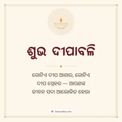 ଶୁଭ ଦୀପାବଳି – Simple & Elegant Diwali wishes image in Odia (square)
