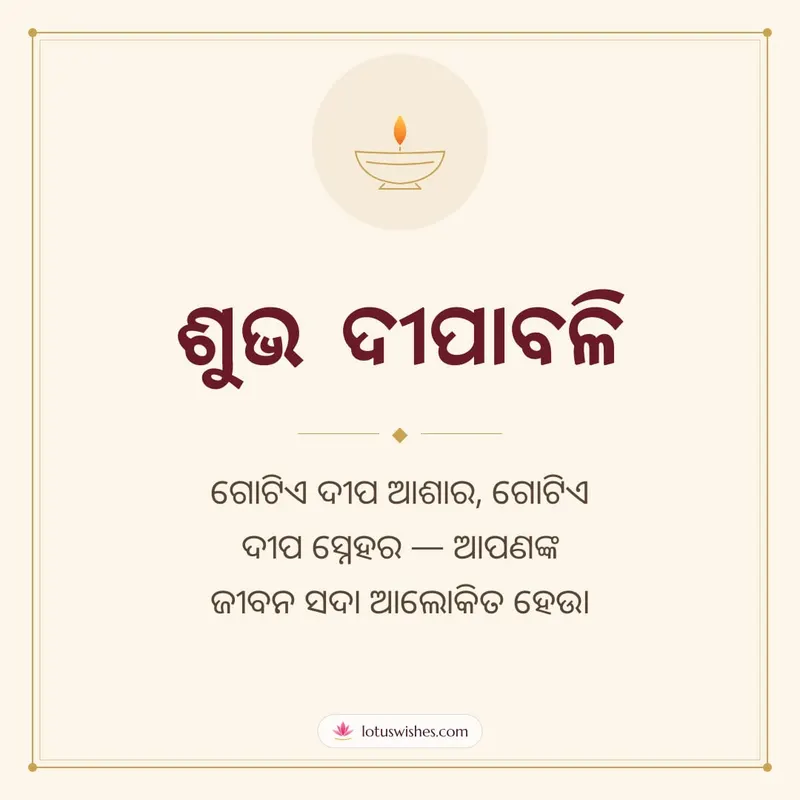ଶୁଭ ଦୀପାବଳି – Simple & Elegant Diwali wishes image in Odia (square)