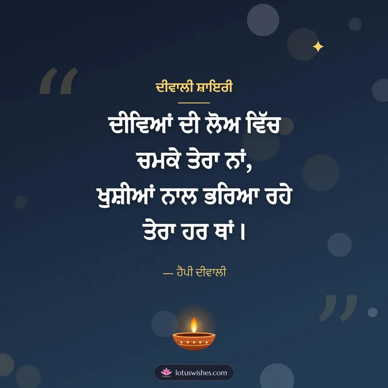 ਦੀਵਾਲੀ ਸ਼ਾਇਰੀ – Shayari & Status Diwali wishes image in Punjabi (square)