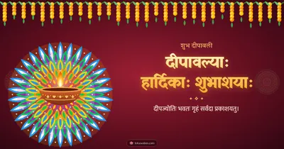 दीपावल्याः हार्दिकाः शुभाशयाः – Diya & Rangoli Diwali wishes image in Sanskrit (landscape)