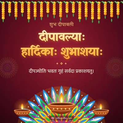 दीपावल्याः हार्दिकाः शुभाशयाः – Diya & Rangoli Diwali wish in Sanskrit