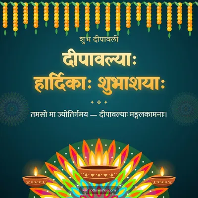 दीपावल्याः हार्दिकाः शुभाशयाः – Diya & Rangoli Diwali wish in Sanskrit