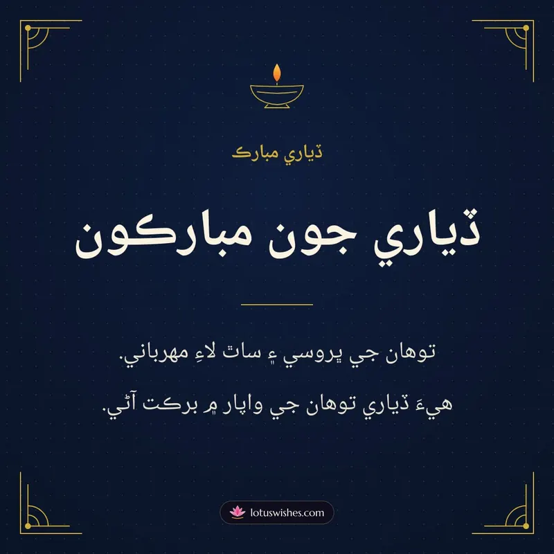 ڏياري جون مبارڪون – Business & Clients Diwali wishes image in Sindhi (square)
