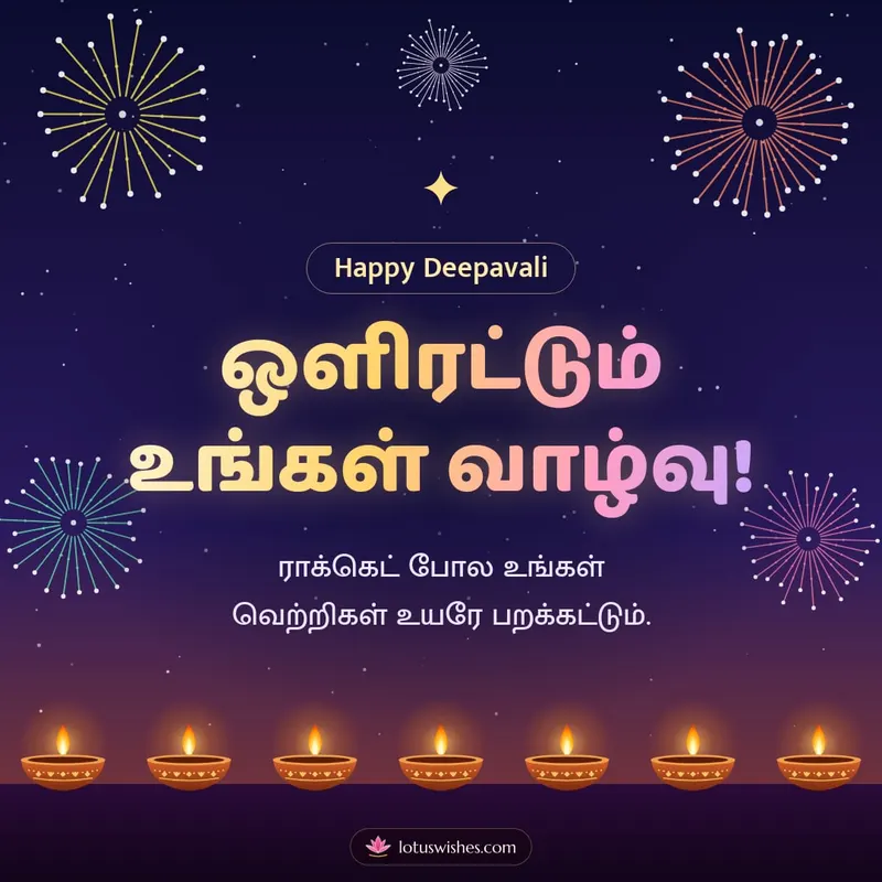 ஒளிரட்டும் உங்கள் வாழ்வு! – Pattasu & Fireworks Diwali wishes image in Tamil (square)