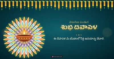 శుభ దీపావళి – Deepalu & Muggulu Diwali wishes image in Telugu (landscape)