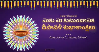 మీకు మీ కుటుంబానికి దీపావళి శుభాకాంక్షలు – Deepalu & Muggulu Diwali wishes image in Telugu (landscape)