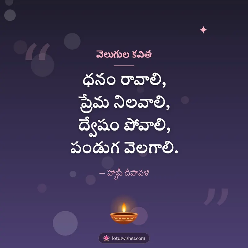 వెలుగుల కవిత – Kavithalu & Status Diwali wishes image in Telugu (square)