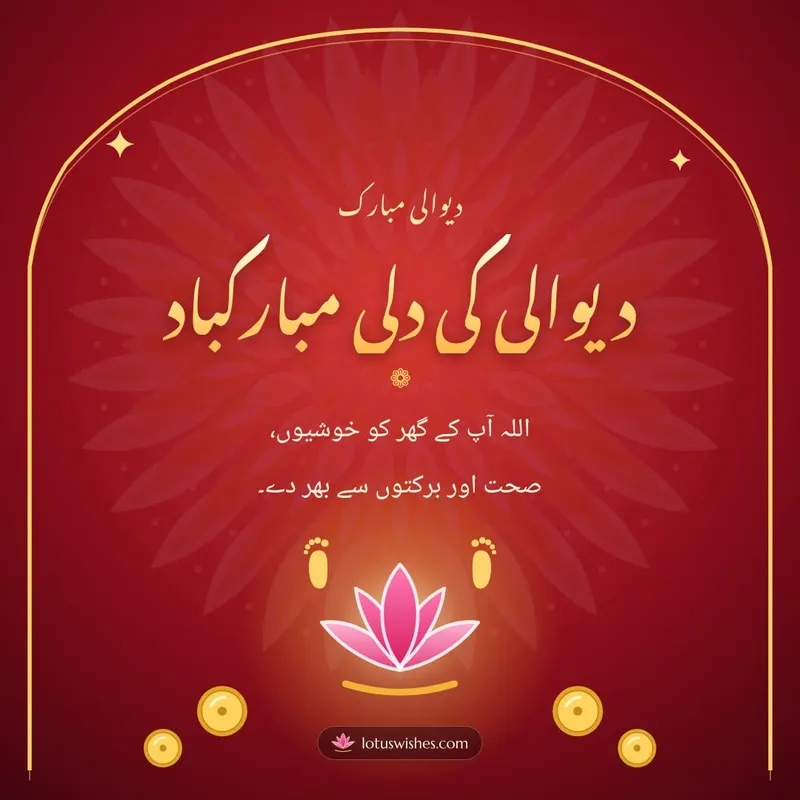 دیوالی کی دلی مبارکباد – Duas & Blessings Diwali wishes image in Urdu (square)